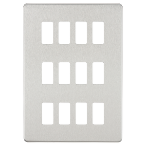 Knightsbridge GDSF012BC Screwless 12G grid faceplate - brushed chrome - Knightsbridge - Sparks Warehouse