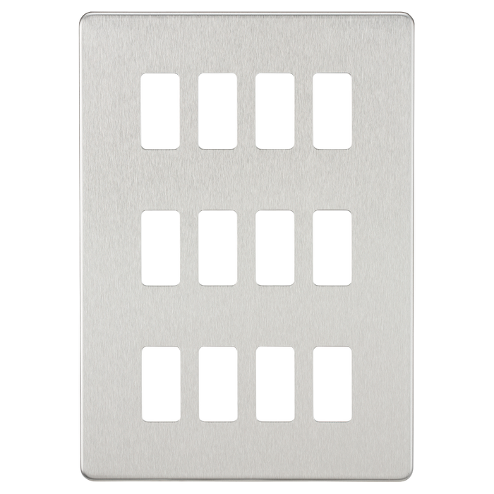 Knightsbridge GDSF012BC Screwless 12G grid faceplate - brushed chrome