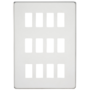 Knightsbridge GDSF012PC Screwless 12G grid faceplate - polished chrome - Knightsbridge - Sparks Warehouse