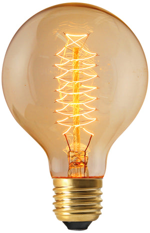 15999 - Globe D80 Metal filament Spiral? 40W E27 2000K 160Lm Amb.  The Lampco - The Lamp Company