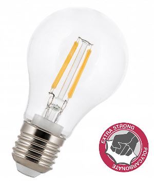 GLL4ES-82SS - GLS Filament LED 240v 4w E27 Clear 2700K 450lm Shatterproof IP44