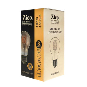Zico ZIK031/6W22E27A - GLS A60 Amber 6w E27 2000k Zico Vintage Zico - The Lamp Company