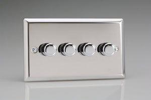 Varilight KCDP184 - 4-Gang 2-Way Push-On/Off Rotary LED Dimmer 4 x 15-180W (max 20 LEDs) (Twin Plate)