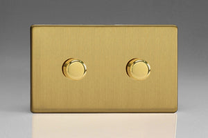 Varilight JDBDP602S - 2-Gang 2-Way Push-On/Off Rotary LED Dimmer 2 x 0-300W (Max 30 LEDs) (Twin Plate)