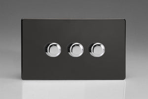 Varilight HDL33S - 3-Gang 2-Way Push-On/Off Rotary Dimmer 3 x 60-400W (Twin Plate)