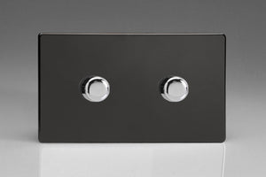 Varilight KDLDP302S - 2-Gang 2-Way Push-On/Off Rotary LED Dimmer 2 x 20-300W (max 36 LEDs) (Twin Plate)