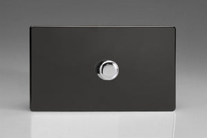 Varilight KDLDP601S - 1-Gang 2-Way Push-On/Off Rotary LED Dimmer 1 x 40-600W (max 60 LEDs) (Twin Plate)