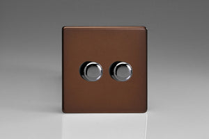 Varilight IDMP302S - 2-Gang 2-Way Push-On/Off Rotary Dimmer 2 x 40-300W