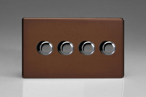 Varilight JDMDP254S - 4-Gang 2-Way Push-On/Off Rotary LED Dimmer 4 x 0-120W (1-10 LEDs) (Twin Plate)