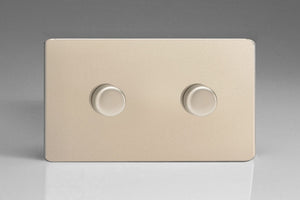 Varilight KDNDP302S - 2-Gang 2-Way Push-On/Off Rotary LED Dimmer 2 x 20-300W (max 36 LEDs) (Twin Plate)