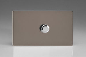 Varilight KDRDP601S - 1-Gang 2-Way Push-On/Off Rotary LED Dimmer 1 x 40-600W (max 60 LEDs) (Twin Plate)