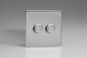 Varilight KDSP182S - 2-Gang 2-Way Push-On/Off Rotary LED Dimmer 2 x 15-180W (max 20 LEDs)