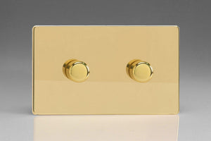 Varilight KDVDP302S - 2-Gang 2-Way Push-On/Off Rotary LED Dimmer 2 x 20-300W (max 36 LEDs) (Twin Plate)