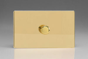 Varilight KDVDP601S - 1-Gang 2-Way Push-On/Off Rotary LED Dimmer 1 x 40-600W (max 60 LEDs) (Twin Plate)