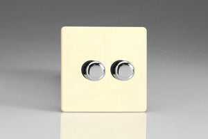 Varilight HDW83S - 2-Gang 2-Way Push-On/Off Rotary Dimmer 2 x 60-400W