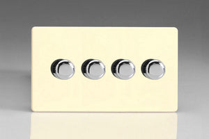 Varilight JDWDP254S - 4-Gang 2-Way Push-On/Off Rotary LED Dimmer 4 x 0-120W (1-10 LEDs) (Twin Plate)