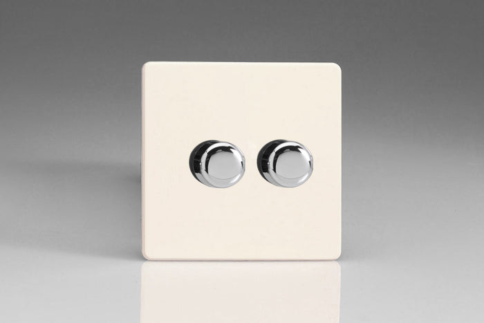 Varilight JDYP252S.PD - 2-Gang 2-Way Push-On/Off Rotary LED Dimmer 2 x 0-120W (1-10 LEDs)