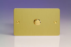 Varilight KFBDP601 - 1-Gang 2-Way Push-On/Off Rotary LED Dimmer 1 x 40-600W (max 60 LEDs) (Twin Plate)