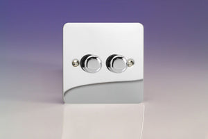 Varilight KFCP182 - 2-Gang 2-Way Push-On/Off Rotary LED Dimmer 2 x 15-180W (max 20 LEDs)