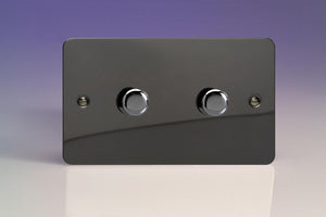 Varilight HFI62 - 2-Gang 2-Way Push-On/Off Rotary Dimmer 2 x 200-600W (Twin Plate)