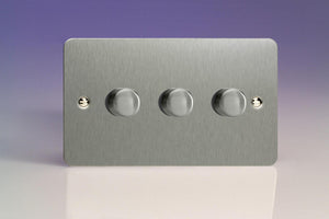 Varilight HFS33 - 3-Gang 2-Way Push-On/Off Rotary Dimmer 3 x 60-400W (Twin Plate)