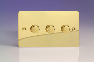 Varilight IFVDP303 - 3-Gang 2-Way Push-On/Off Rotary Dimmer 3 x 40-300W (Twin Plate)