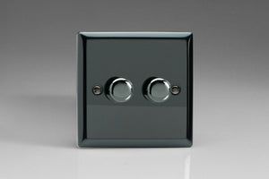 Varilight IIP302 - 2-Gang 2-Way Push-On/Off Rotary Dimmer 2 x 40-300W