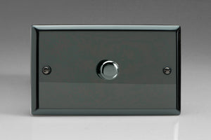 Varilight KIDP601 - 1-Gang 2-Way Push-On/Off Rotary LED Dimmer 1 x 40-600W (max 60 LEDs) (Twin Plate)