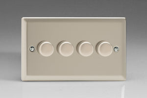 Varilight KNDP184 - 4-Gang 2-Way Push-On/Off Rotary LED Dimmer 4 x 15-180W (max 20 LEDs) (Twin Plate)