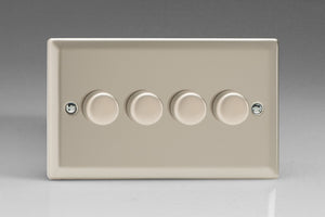Varilight KNDP184 - 4-Gang 2-Way Push-On/Off Rotary LED Dimmer 4 x 15-180W (max 20 LEDs) (Twin Plate)