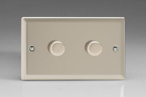 Varilight KNDP302 - 2-Gang 2-Way Push-On/Off Rotary LED Dimmer 2 x 20-300W (max 36 LEDs) (Twin Plate)