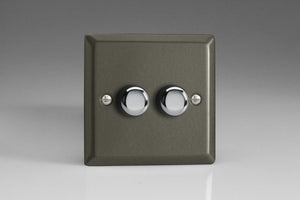 Varilight KPP182 - 2-Gang 2-Way Push-On/Off Rotary LED Dimmer 2 x 15-180W (max 20 LEDs)