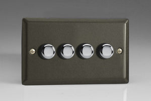 Varilight HP44 - 4-Gang 2-Way Push-On/Off Rotary Dimmer 4 x 40-250W (Twin Plate)