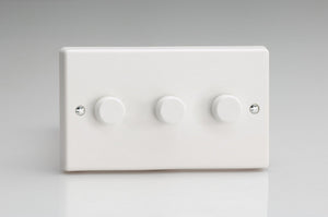 Varilight HQ43W - 3-Gang 2-Way Push-On/Off Rotary Dimmer 3 x 40-250W (Twin Plate)