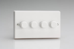 Varilight HQ44W - 4-Gang 2-Way Push-On/Off Rotary Dimmer 4 x 40-250W (Twin Plate)