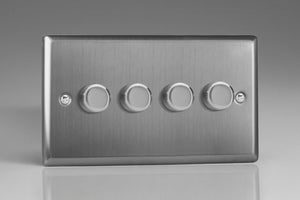 Varilight KTDP184 - 4-Gang 2-Way Push-On/Off Rotary LED Dimmer 4 x 15-180W (max 20 LEDs) (Twin Plate)