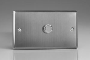 Varilight KTDP601 - 1-Gang 2-Way Push-On/Off Rotary LED Dimmer 1 x 40-600W (max 60 LEDs) (Twin Plate)
