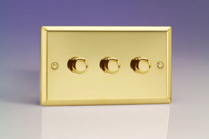 Varilight JVDP503 - 3-Gang 2-Way Push-On/Off Rotary LED Dimmer 3 x 0-250W (Max 30 LEDs) (Twin Plate)