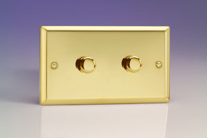 Varilight JVDP602 - 2-Gang 2-Way Push-On/Off Rotary LED Dimmer 2 x 0-300W (Max 30 LEDs) (Twin Plate)