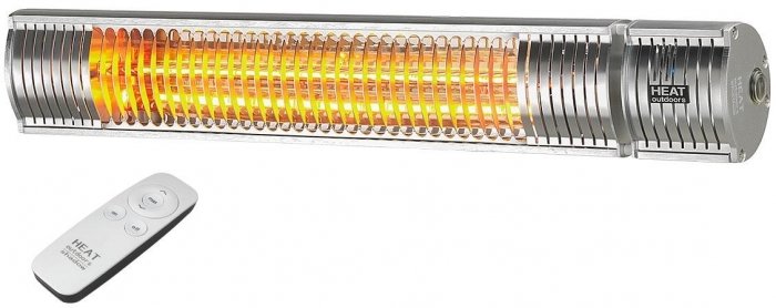 Shadow Patio Heater with Remote Control in Silver -Heat Outdoors IP65 1.5KW