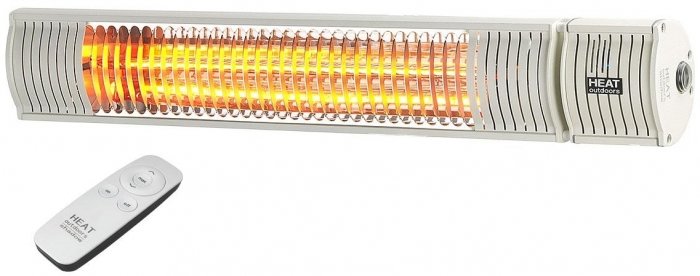 Shadow Patio Heater with Remote Control in White - Heat Outdoors IP65 2KW