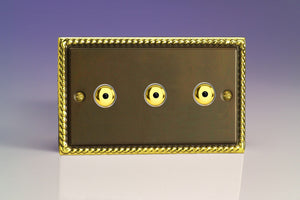 Varilight IJAI103 - 3-Gang 1-Way Remote/Touch Control Master LED Dimmer 3 x 0-100W (1-10 LEDs) (Twin Plate)