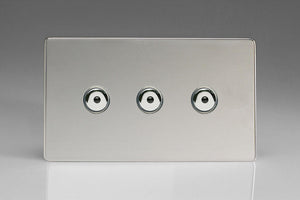 Varilight IJDCI103S - 3-Gang 1-Way Remote/Touch Control Master LED Dimmer 3 x 0-100W (1-10 LEDs) (Twin Plate)
