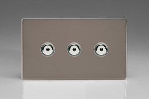 Varilight IJDRI103S - 3-Gang 1-Way Remote/Touch Control Master LED Dimmer 3 x 0-100W (1-10 LEDs) (Twin Plate)