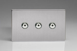 Varilight IJDSI103S - 3-Gang 1-Way Remote/Touch Control Master LED Dimmer 3 x 0-100W (1-10 LEDs) (Twin Plate)