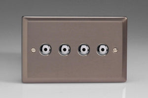 Varilight IJRI104 - 4-Gang 1-Way Remote/Touch Control Master LED Dimmer 4 x 0-100W (1-10 LEDs) (Twin Plate)