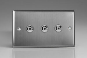 Varilight IJTI103 - 3-Gang 1-Way Remote/Touch Control Master LED Dimmer 3 x 0-100W (1-10 LEDs) (Twin Plate)