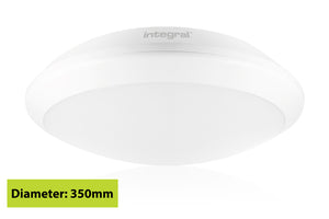 Integral ILBHA039 - TOUGH SHELL+ BULKHEAD MICROWAVE SENSOR 350MM DIA IP66 2500LM 24W 4000K IK10 120 BEAM NON-DIMM WHITE 104LM/W