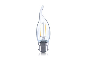Integral ILCANDB22N045 - OMNI FILAMENT CANDLE BULB FLAME TIP B22 230LM 2W 2700K NON-DIMM 300 BEAM CLEAR FULL GLASS