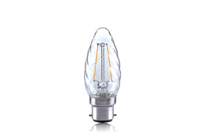 Integral ILCANDB22N048 - OMNI FILAMENT CANDLE BULB TWISTED B22 230LM 2W 2700K NON-DIMM 300 BEAM CLEAR FULL GLASS